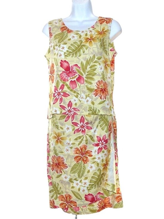 Coldwater Creek Dresses & Skirts - Coldwater Creek Hawaiian Skirt Blouse Womens S Small Outfit 2 Piece Set Hibiscus